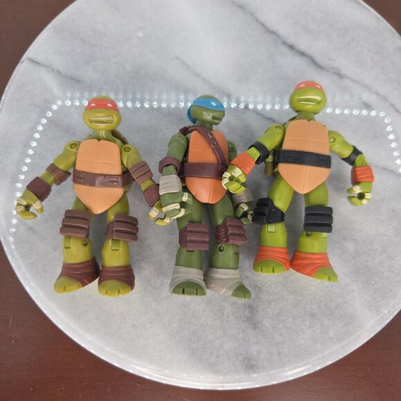 Teenage Mutant Ninja Turtles Action Figures Lot Leonardo Raphael Michelangelo 4" - Picture 5 of 11